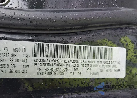 2019 Dodge Journey Gt Awd z USA, uszkodzony, nr VIN 3C4PDDEG4KT874471